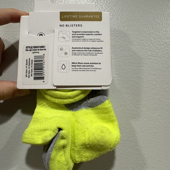 NWT Feetures Elite Socks sz Small No Show 1 Pair Unisex Yellow Light Cushioned - Picture 3 of 5